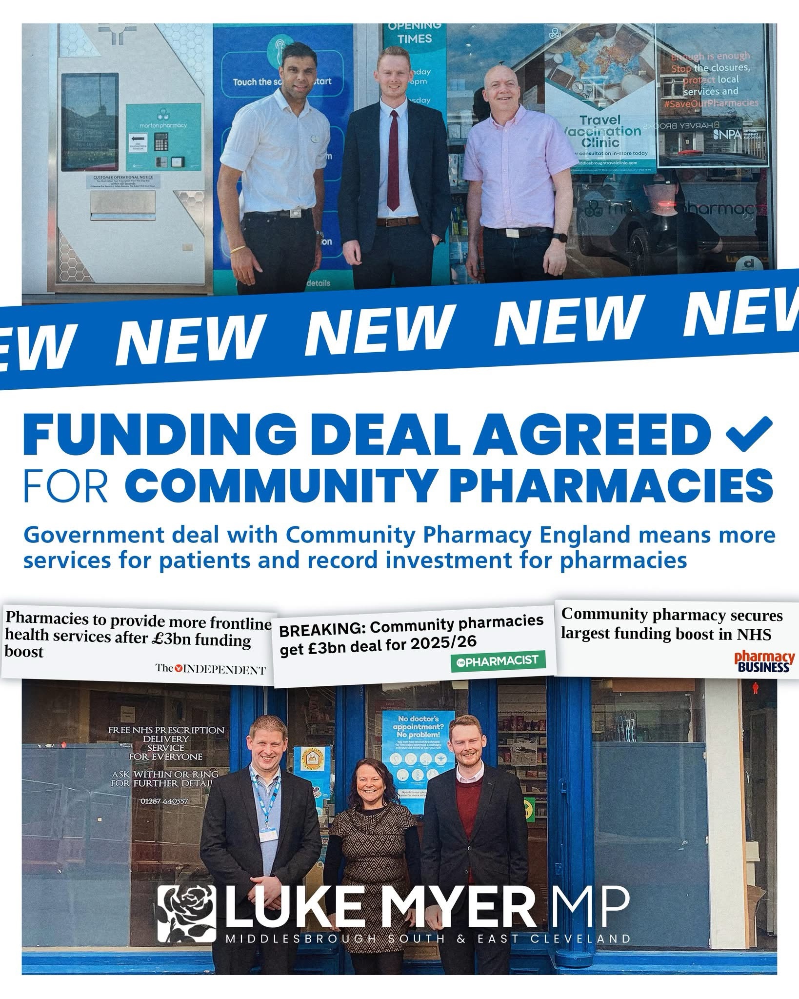Luke Myer MP Welcomes Record Investment in Local Pharmacies