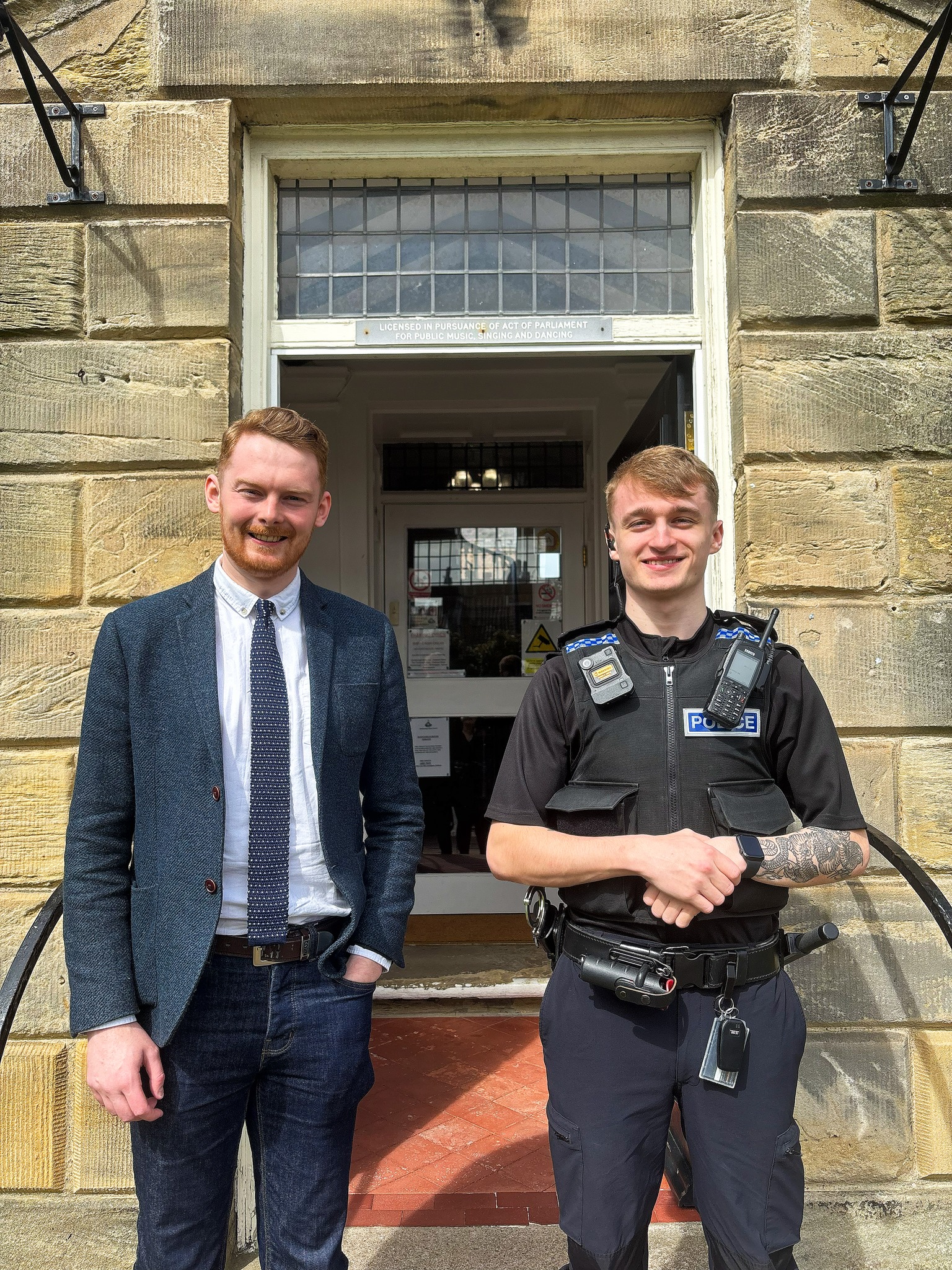 Luke meets new police officers in Guisborough